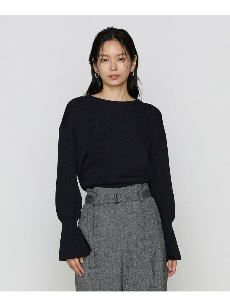 コットンポリエステル フレアスリーブニット COMME CA コムサ トップス ニット ブラック ホワイト【送料無料】[Rakuten Fashion]