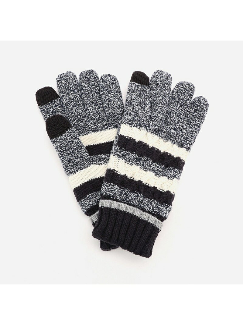 【SALE／50%OFF】ケーブル ボーダー ニット グローブ COMME CA ISM コムサイズム ファッション雑貨 手袋 ブラック ネイビー【RBA_E】[Rakuten Fashion]