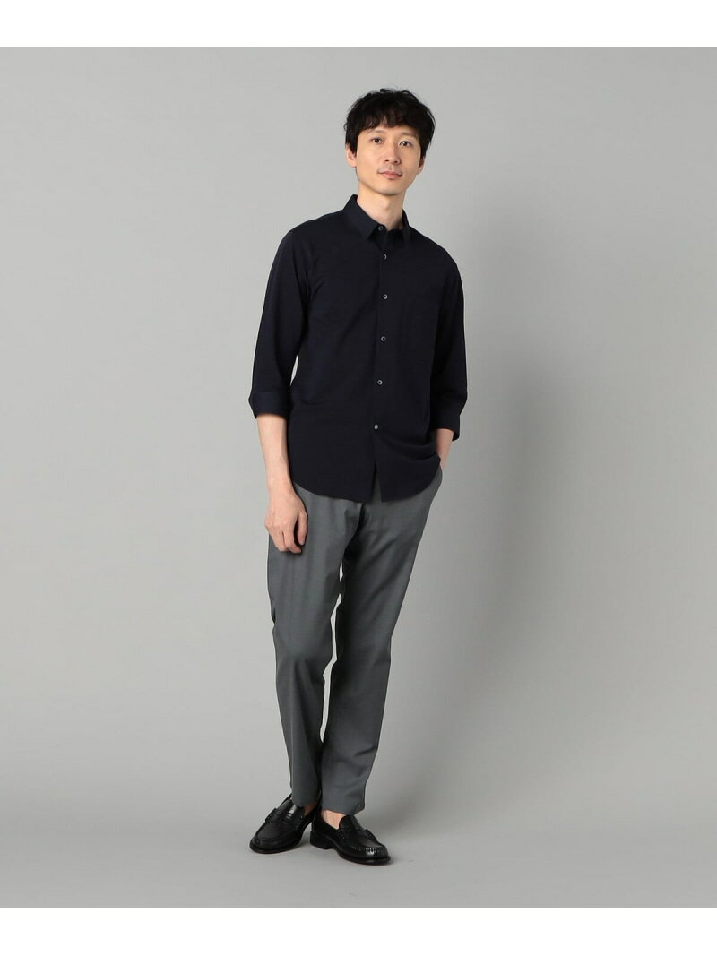 TIOTIO加工 シアサッカージャージー 七分袖シャツ COMME CA MEN コムサメン トップス シャツ・ブラウス ネイビー ホワイト【送料無料】[Rakuten Fashion]