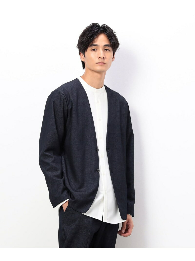 樂天商城 - 【セットアップ対応】デニムライクストレッチ ノーカラージャケット COMME CA ISM コムサイズム ジャケット・アウター ノーカラージャケット ブラック ネイビー【送料無料】[Rakuten Fashion]