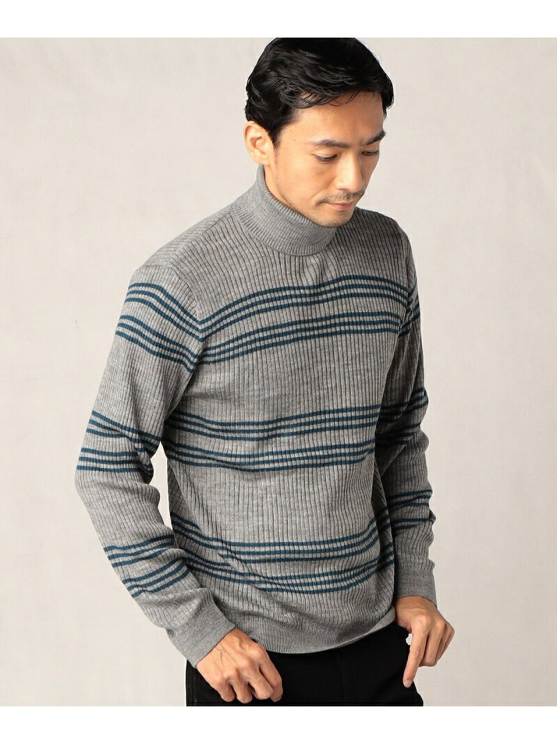 【SALE／50%OFF】【COMME CA MEN】3ラインボーダー リブタートルネックセーター COMME CA MEN コムサメン トップス ニット ブラウン ブラック ネイビー グレー【RBA_E】【送料無料】[Rakuten Fashion]