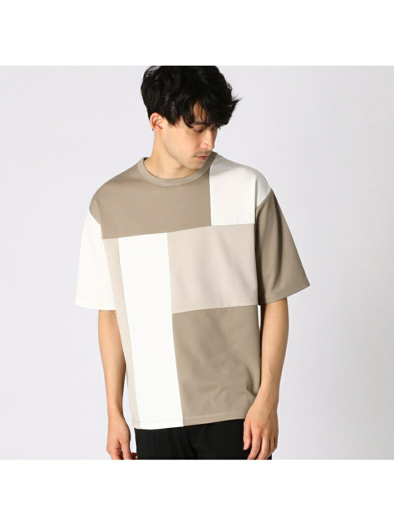【SALE／90%OFF】パッチワークTシャツ COMME CA ISM コムサイズム トップス カットソー・Tシャツ ベージュ グレー ブラック ネイビー ブラウン【RBA_E】[Rakuten Fashion]のサムネイル