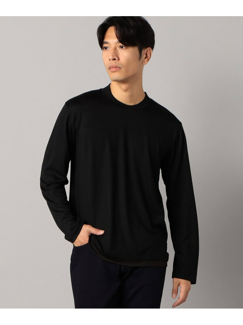 乐天商城 - 【SALE／51%OFF】【COMME CA MEN】ウール天竺 クルーネック長袖Tシャツ COMME CA MEN コムサメン トップス カットソー・Tシャツ ベージュ ブラック ブルー【RBA_E】【送料無料】[Rakuten Fashion]