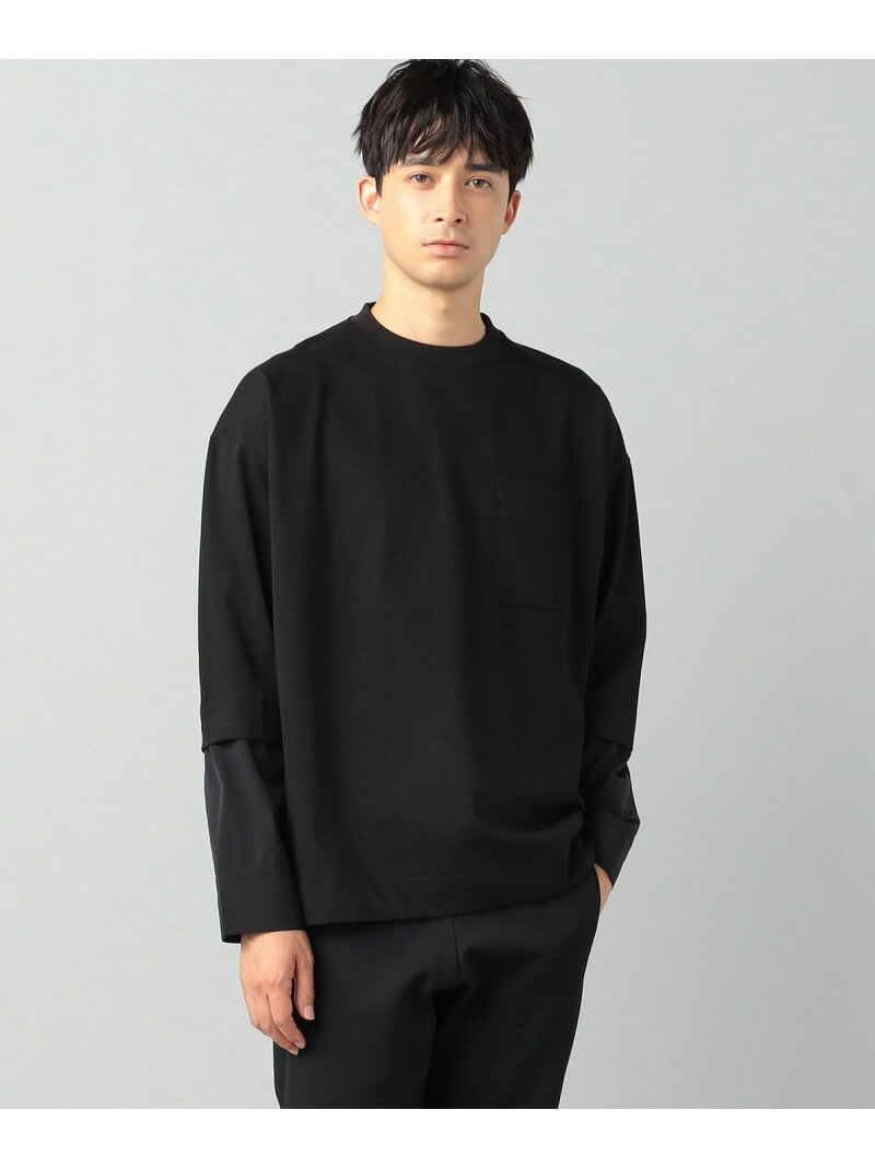 【SALE／40%OFF】【β MEN】シャツ袖切替長袖Tシャツ【COMME CA MEN】 β MEN コムサメン トップス カットソー・Tシャツ ブラック ホワイト カーキグリーン【RBA_E】【送料無料】[Rakuten Fashion]