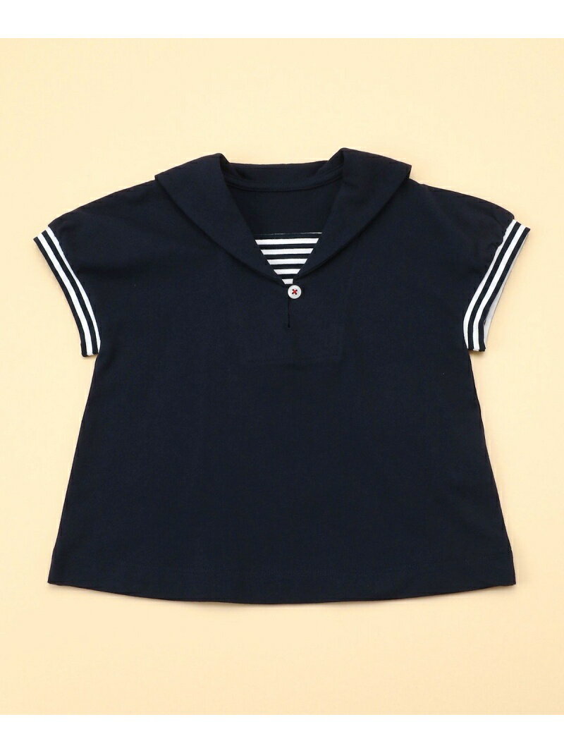 【SALE／50%OFF】セーラー襟 半袖Tシャツ(80・90cm) COMME CA ISM コムサイズム マタニティー/ベビー ベビー用品 ホワイト ネイビー【RBA_E】[Rakuten Fashion]