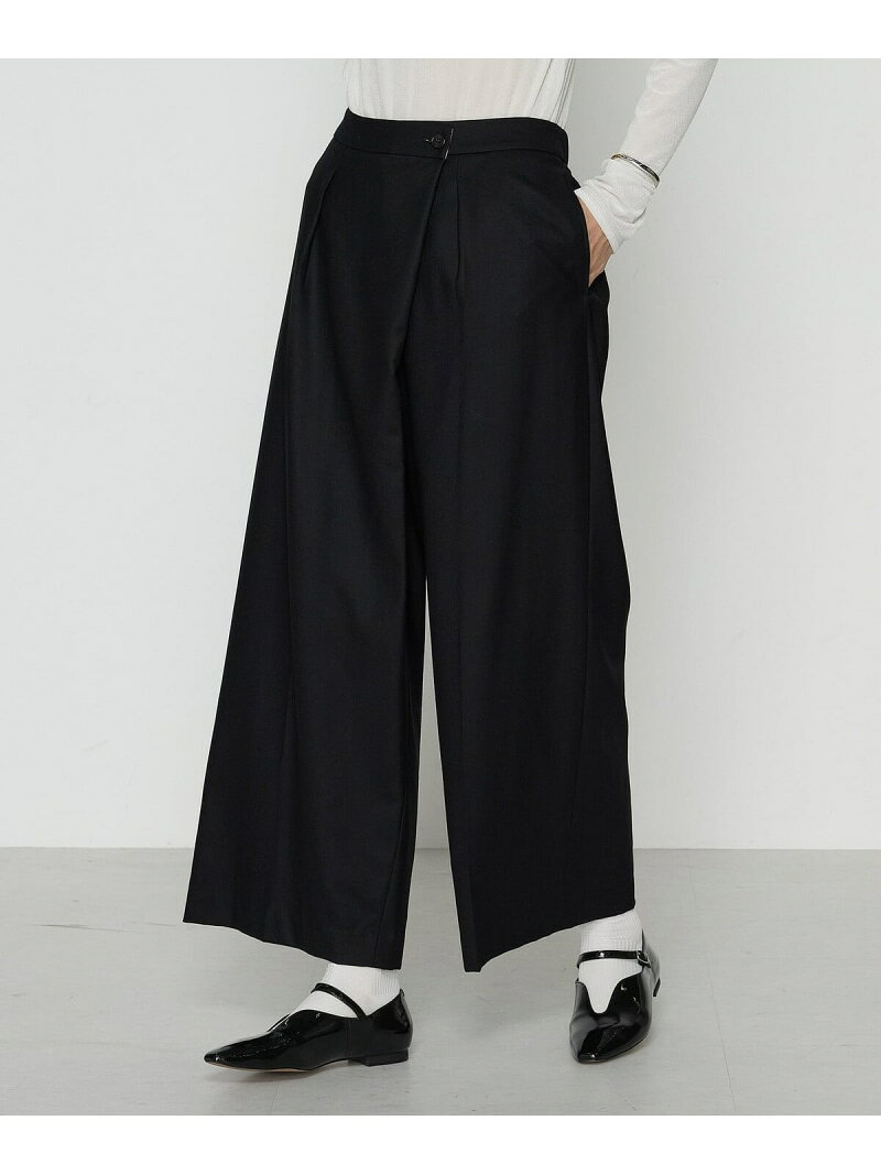 FIVEFOXes ONLINE STOREの【SALE／20%OFF】【セットアップ対応】ストレッチフラノ アシンメトリータックワイドパンツ K.T KIYOKO TAKASE コムサ スーツ・フォーマル セットアップスーツ ブラック グレー【RBA_E】【送料無料】[Rakuten Fashion]｜アングル2