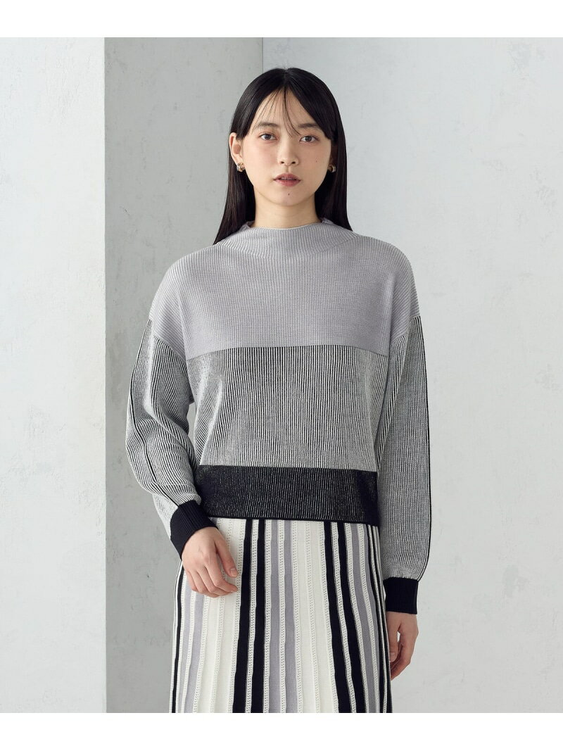 ストライプ柄ニット / セットアップ対応 COMME CA ISM コムサイズム トップス ニット グレー ブルー【送料無料】[Rakuten Fashion]