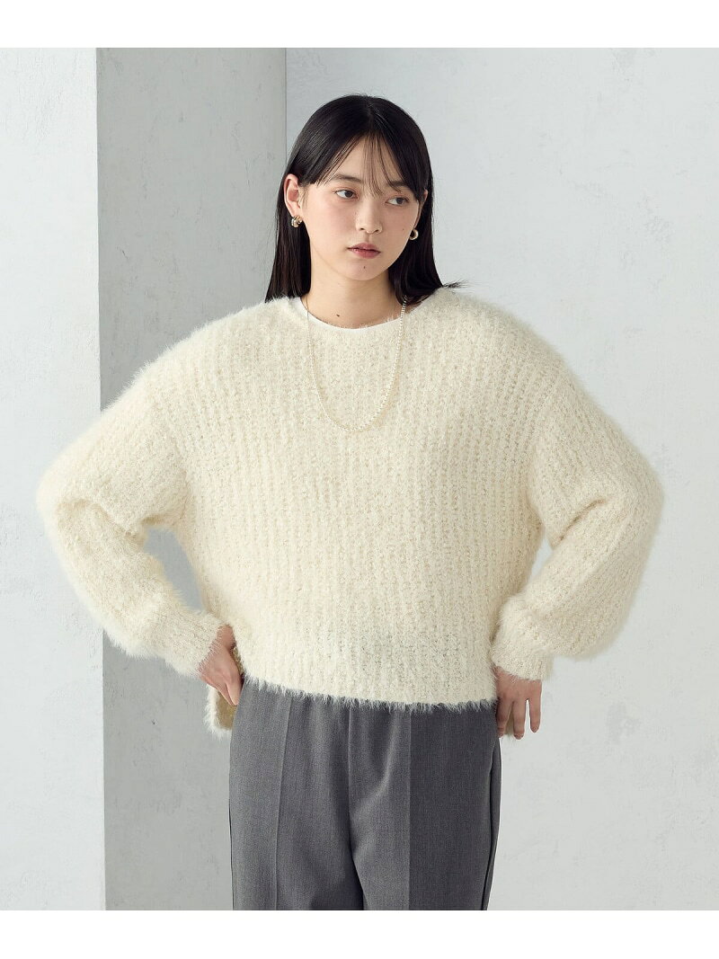 ネップシャギー ボートネック ニット COMME CA ISM コムサイズム トップス ニット ブラック ホワイト【送料無料】[Rakuten Fashion]