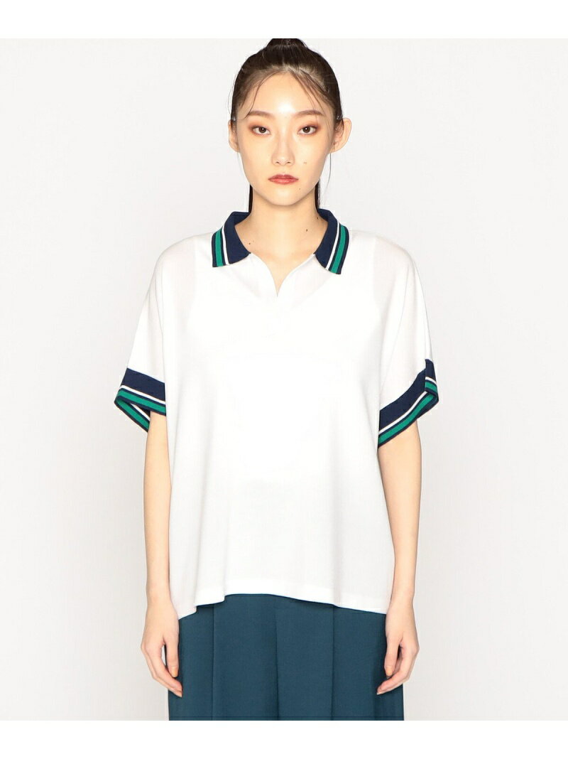 【SALE／55%OFF】ラインニット ポロシャツ COMME CA ISM コムサイズム トップス ポロシャツ ホワイト ネイビー【RBA_E】[Rakuten Fashion]のサムネイル