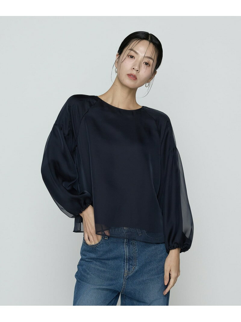 [ TALLサイズ ] マットカルゼオーガンジー ブラウス K.T KIYOKO TAKASE TALL コムサ トップス シャツ・ブラウス ネイビー ピンク【送料無料】[Rakuten Fashion]