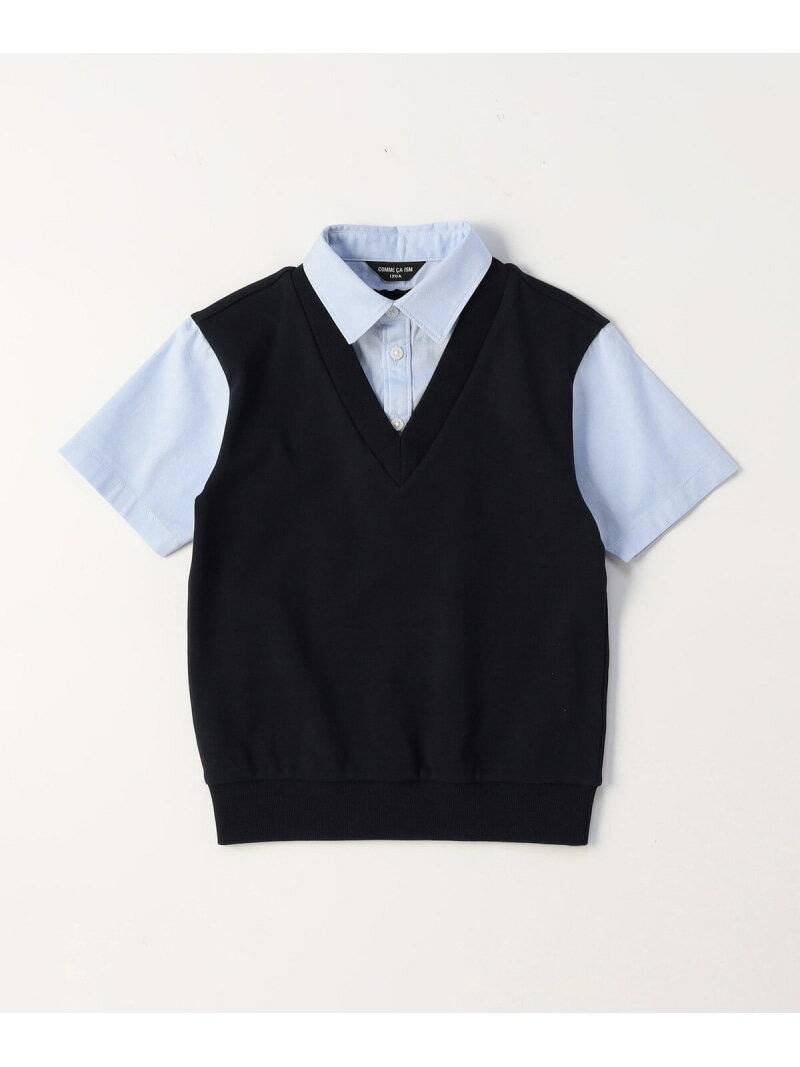 Rakuten - フェイクレイヤード 半袖シャツ(140-160cm) COMME CA ISM コムサイズム トップス カットソー・Tシャツ ブルー【送料無料】[Rakuten Fashion]