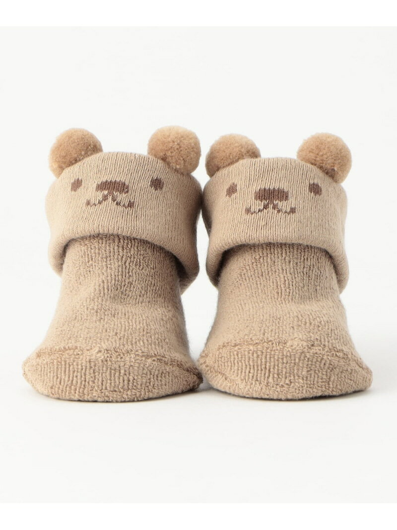 クマ カップ入り ソックス COMME CA ISM コムサイズム マタニティウェア・ベビー用品 その他のベビーグッズ ホワイト ブラウン[Rakuten Fashion]