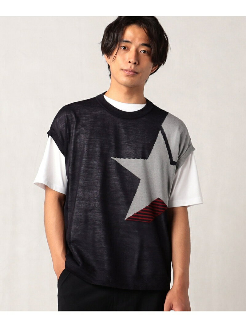 【SALE／50%OFF】【β MEN】シューティングスターニットベスト【COMME CA MEN】 β MEN コムサメン トップス ニット ネイビー【RBA_E】【送料無料】[Rakuten Fashion]のサムネイル