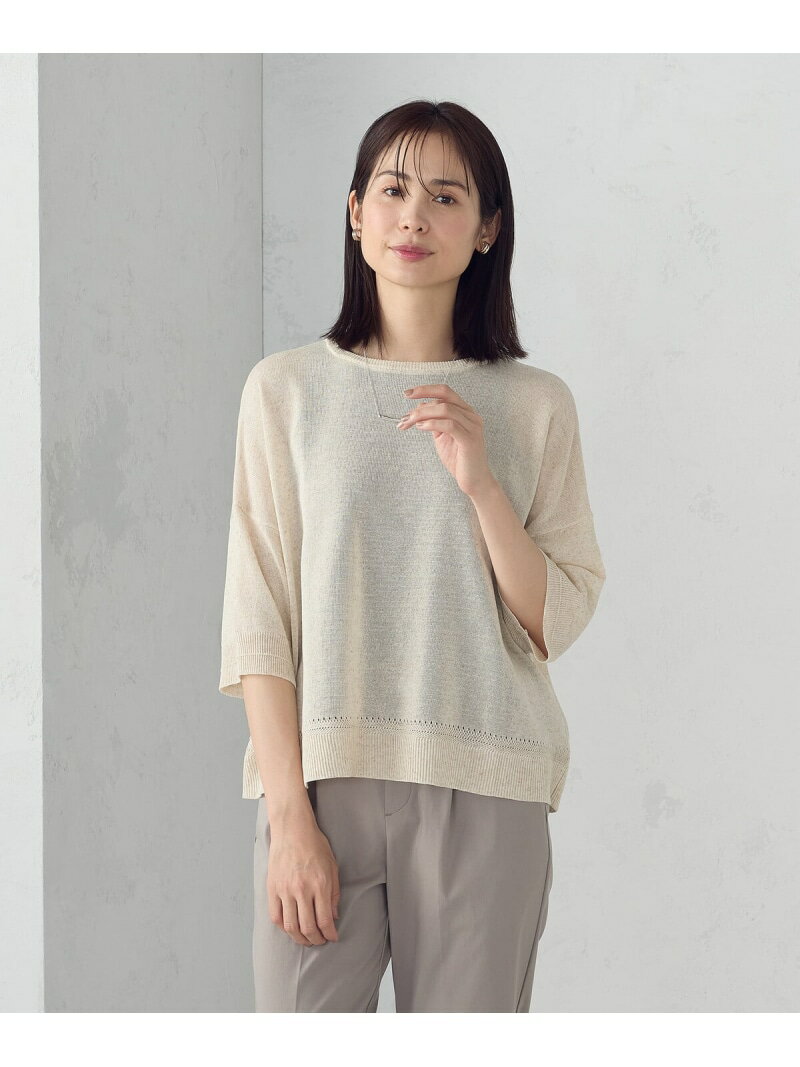 Rakuten - 【SALE／40%OFF】リネン混 5分袖ニット COMME CA ISM コムサイズム トップス ニット ブルー グレー【RBA_E】[Rakuten Fashion]