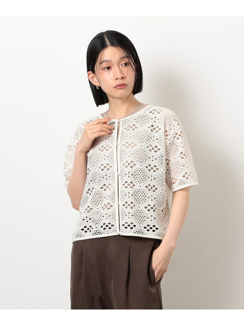 Rakuten - 【SALE／10%OFF】クロップド丈 レース カーディガン COMME CA ISM コムサイズム トップス カーディガン ブラック ホワイト【RBA_E】【送料無料】[Rakuten Fashion]