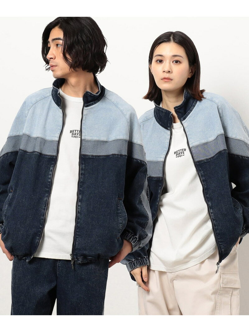 【SALE／50%OFF】ストレッチデニム 配色切替ブルゾン Purple&Yellow コムサイズム ジャケット・アウター ブルゾン・ジャンパー ブラック【RBA_E】【送料無料】[Rakuten Fashion]