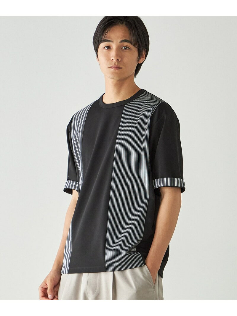 樂天商城 - ストライプ ブロッキングTシャツ COMME CA ISM コムサイズム トップス カットソー・Tシャツ ブラック ホワイト【送料無料】[Rakuten Fashion]