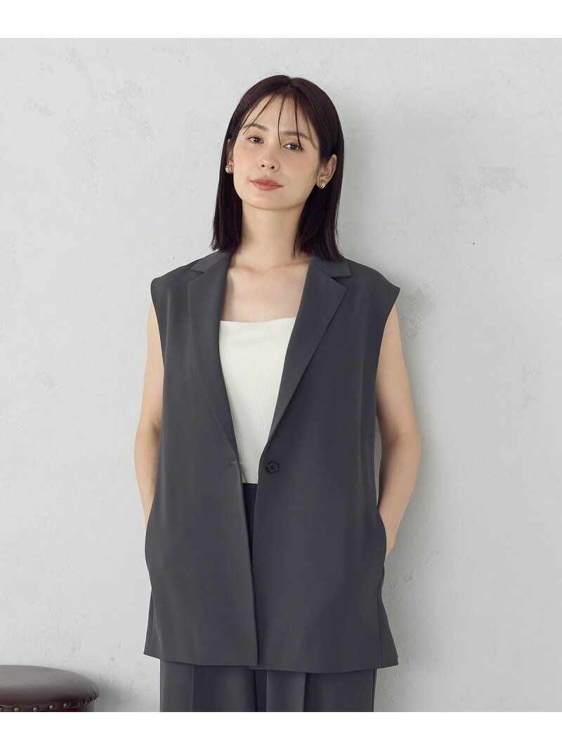 【UVカット・接触冷感・吸水速乾】ベルト付きテーラードジレ / セットアップ対応 COMME CA ISM コムサイズム トップス ベスト・ジレ グレー【送料無料】[Rakuten Fashion]
