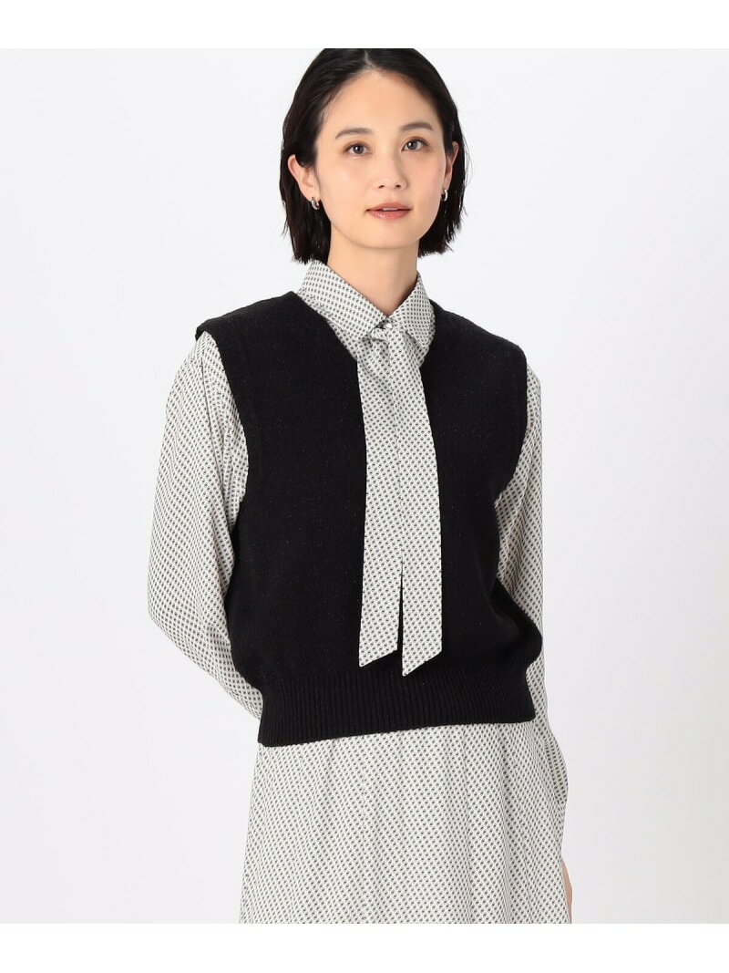 V领 - 【SALE／80%OFF】ラメブークレー ベスト COMME CA コムサ トップス ニット ブラック シルバー【RBA_E】【送料無料】[Rakuten Fashion]