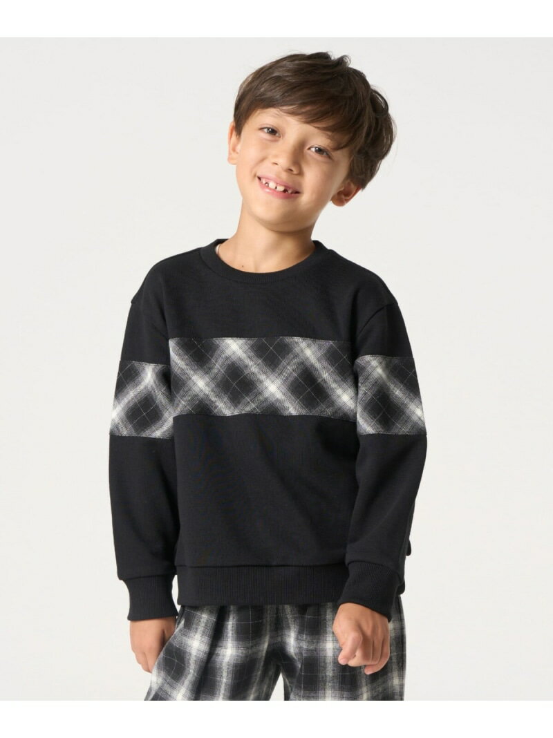 【SALE／23%OFF】オンブレーチェック使い 長袖トレーナー COMME CA ISM コムサイズム トップス スウェット・トレーナー ブラック ホワイト【RBA_E】[Rakuten Fashion]のサムネイル