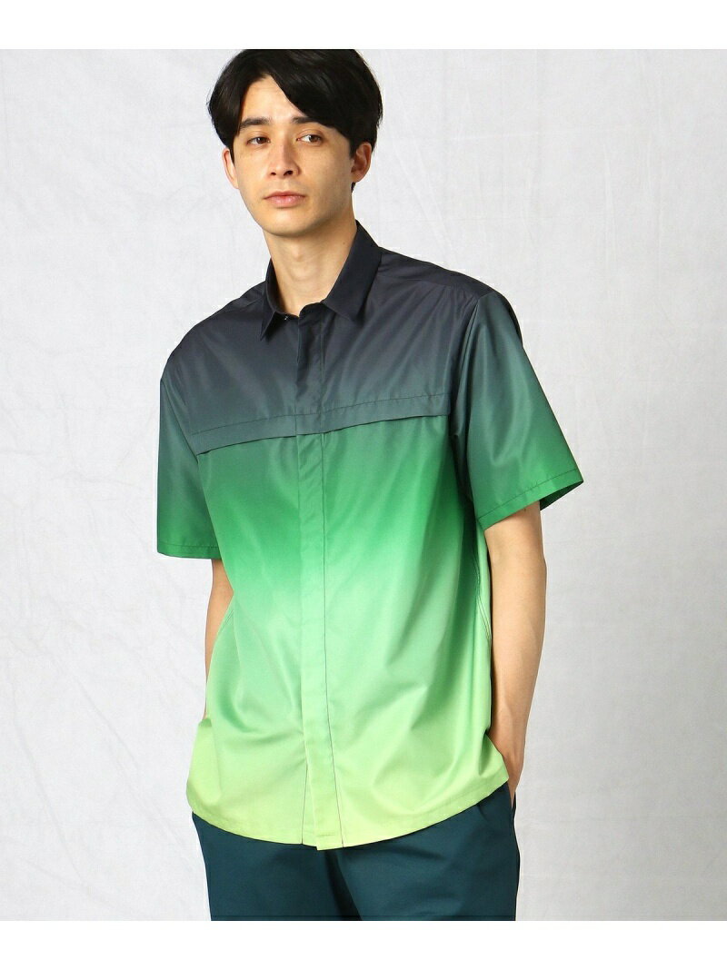 グラデーションプリント 半袖シャツ COMME CA MEN コムサメン トップス シャツ・ブラウス グリーン ネイビー【送料無料】[Rakuten Fashion]のサムネイル