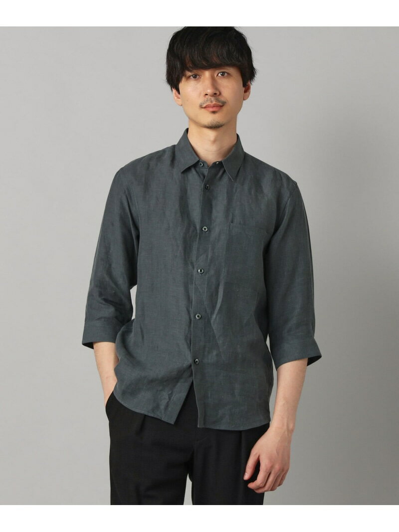 Rakuten - [LIBECO ]リネンブロード 7分袖レギュラーカラーシャツ COMME CA MEN コムサメン トップス シャツ・ブラウス ブルー グレー【送料無料】[Rakuten Fashion]