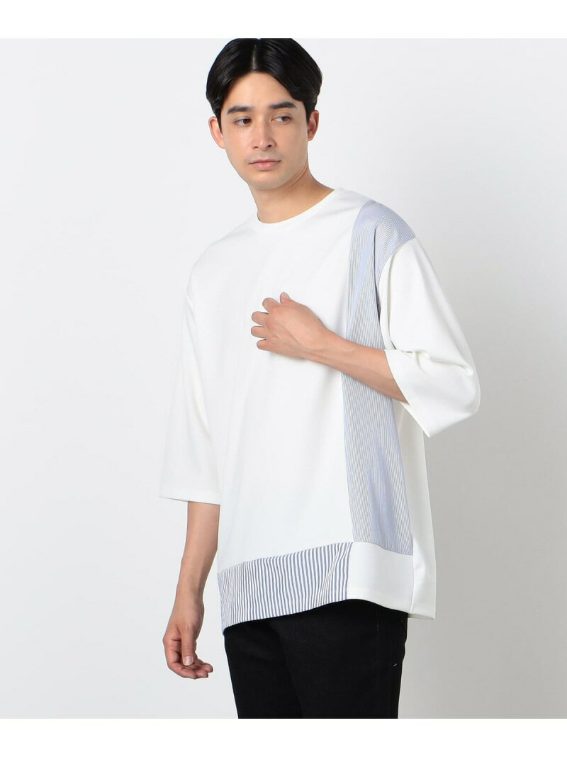 【SALE／40%OFF】ストライプ コンビ デザイン Tシャツ(半袖) COMME CA ISM コムサイズム トップス カットソー・Tシャツ ホワイト ネイビー【RBA_E】[Rakuten Fashion]