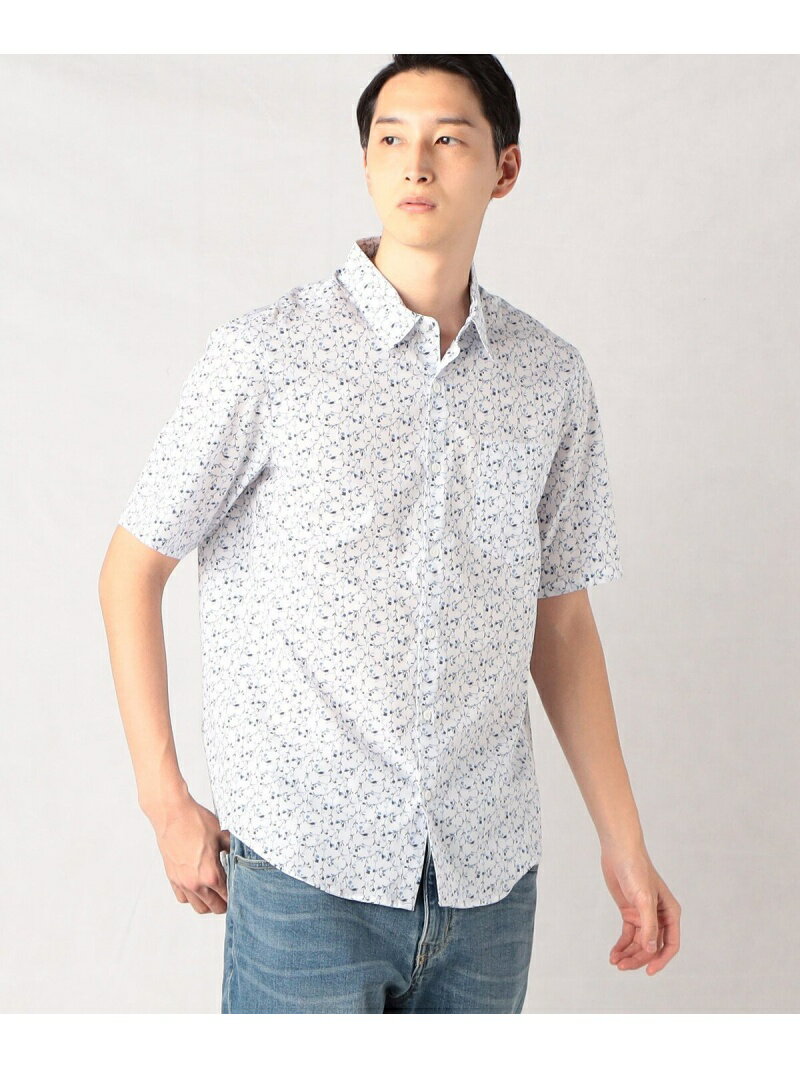 【SALE／30%OFF】フラワープリント ブロード半袖シャツ COMME CA MEN コムサメン トップス シャツ・ブラウス ホワイト ネイビー【RBA_E】【送料無料】[Rakuten Fashion]のサムネイル