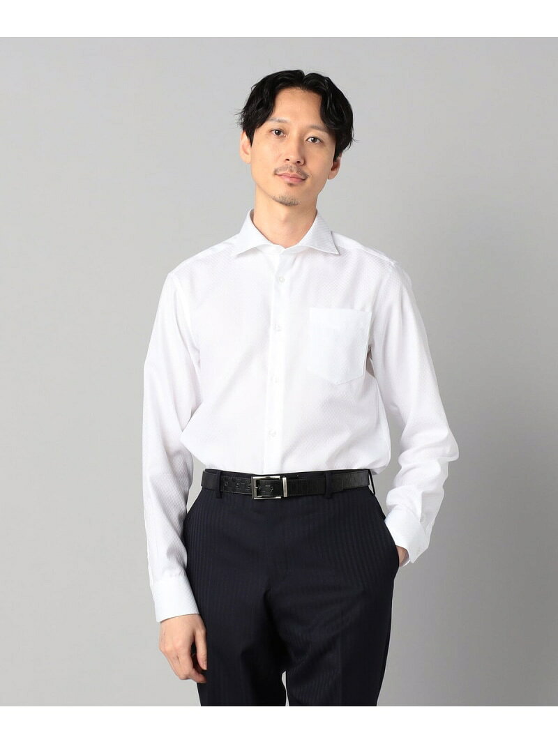 Rakuten - 【形態安定】【市松柄】ジャカード カッタウェイカラーシャツ COMME CA MEN コムサメン トップス シャツ・ブラウス ホワイト ブラック【送料無料】[Rakuten Fashion]