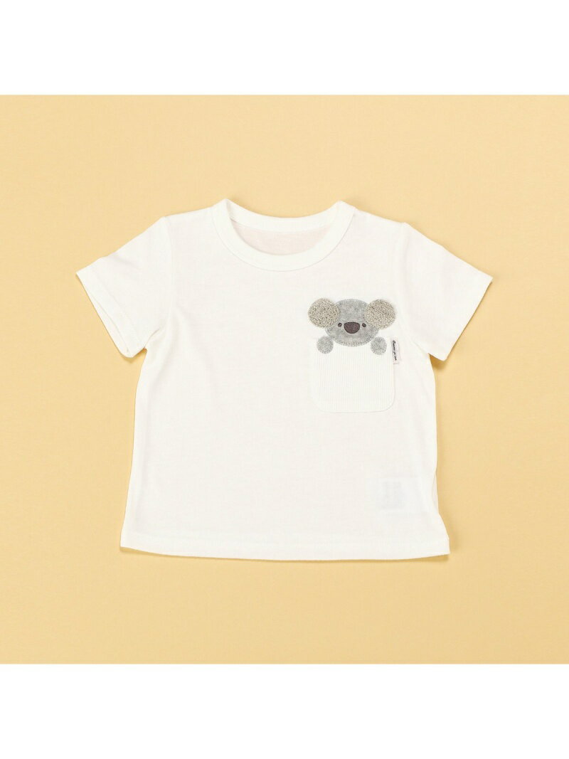 【SALE／50%OFF】動物アップリケ付き 半袖Tシャツ(80・90サイズ) COMME CA ISM コムサイズム マタニティー/ベビー ベビー用品 ベージュ ホワイト ピンク【RBA_E】[Rakuten Fashion]