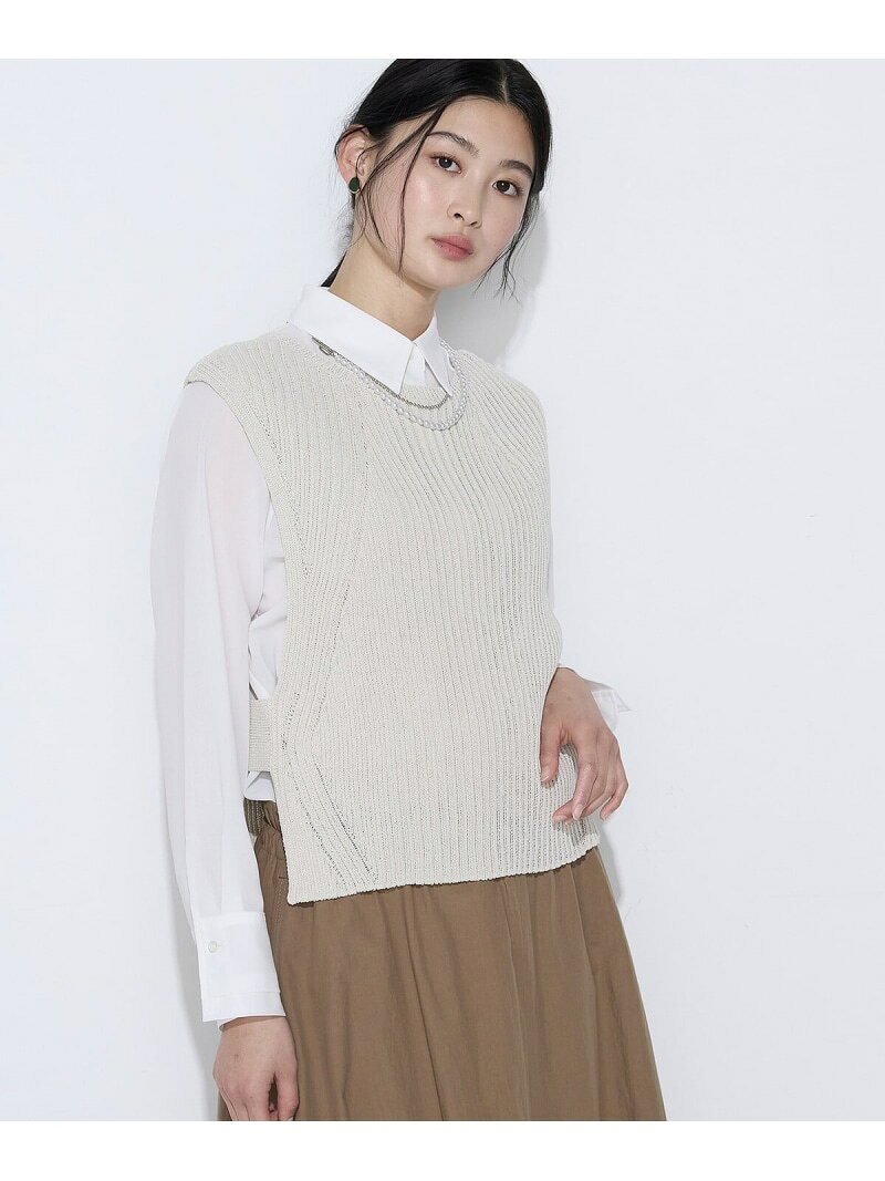Rakuten - 【SALE／10%OFF】[ TALLサイズ ] 和紙混ドライタッチ ニットジレ K.T KIYOKO TAKASE TALL コムサ トップス ニット ネイビー ベージュ【RBA_E】【送料無料】[Rakuten Fashion]