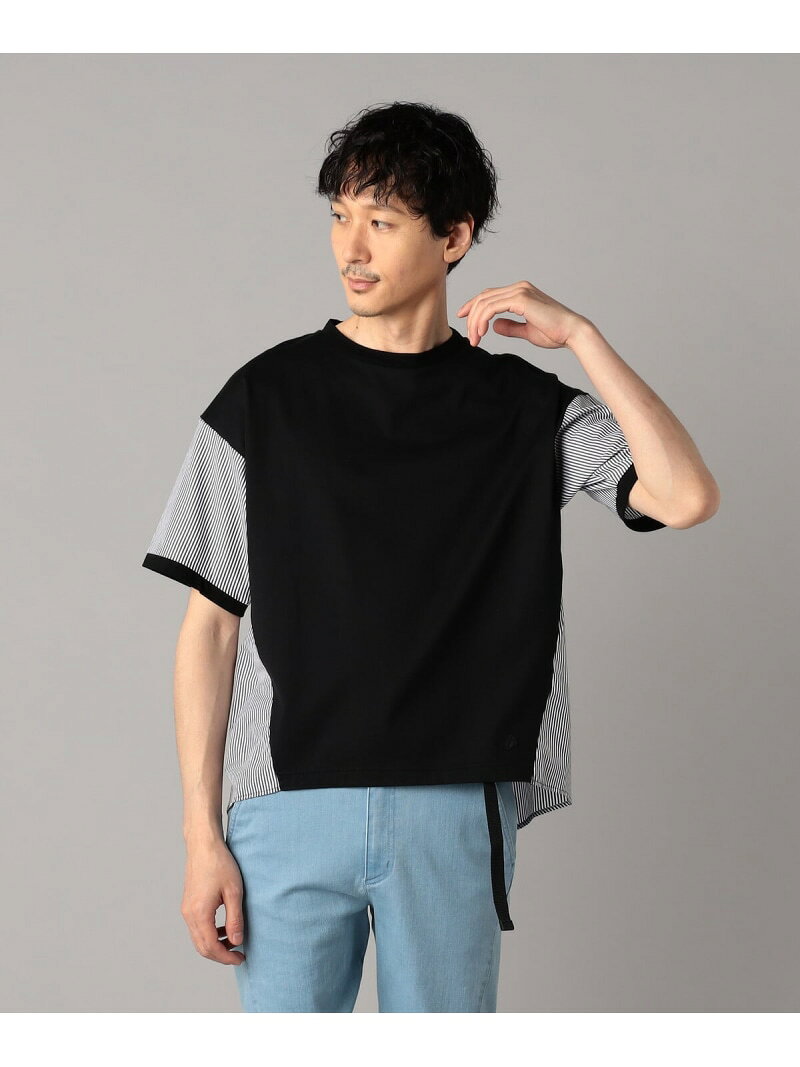 乐天商城 - 【SALE／19%OFF】ストライプ切替 Tシャツ β MEN コムサメン トップス カットソー・Tシャツ ブラック【RBA_E】【送料無料】[Rakuten Fashion]