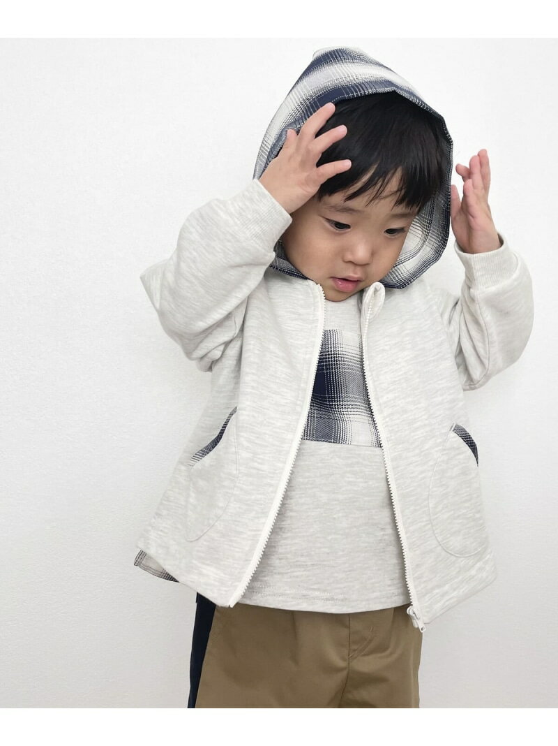 コムサイズム  ベビー服 男の子 【SALE／10%OFF】オンブレーチェック使い パーカブルゾン(ベビーサイズ) COMME CA ISM コムサイズム マタニティウェア・ベビー用品 その他のベビーグッズ ホワイト ブラック【RBA_E】[Rakuten Fashion]