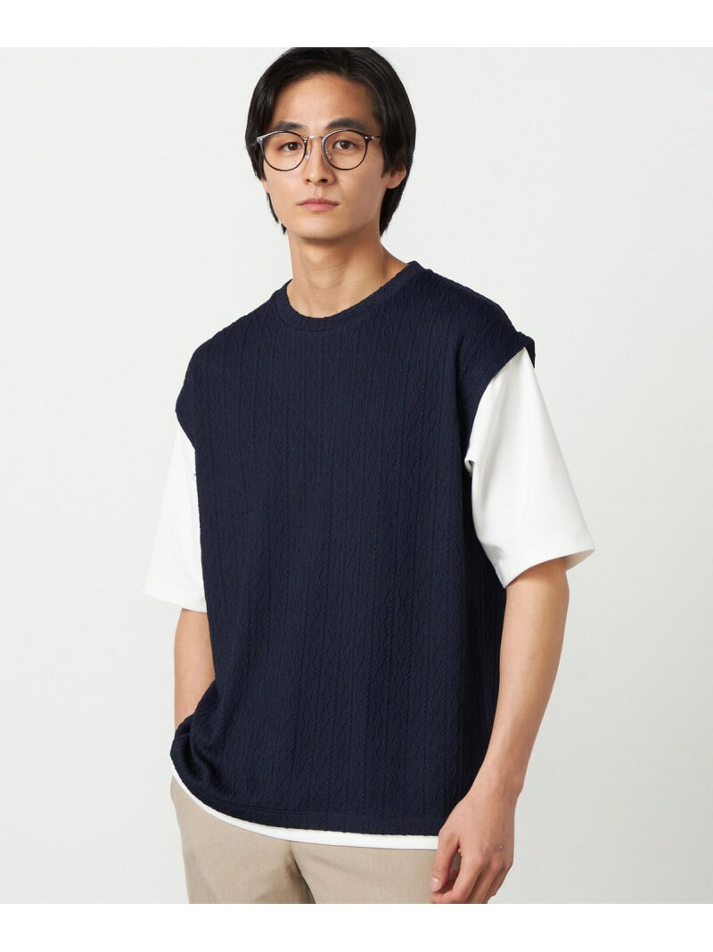 Rakuten - ケーブルレイヤードTシャツ COMME CA ISM コムサイズム トップス カットソー・Tシャツ グリーン ネイビー グレー ホワイト【送料無料】[Rakuten Fashion]