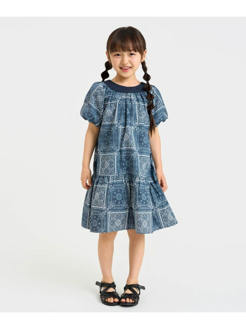 Short Sleeves - 【2WAY】バンダナ柄プリント ワンピース COMME CA ISM コムサイズム ワンピース・ドレス ワンピース ネイビー ベージュ【送料無料】[Rakuten Fashion]