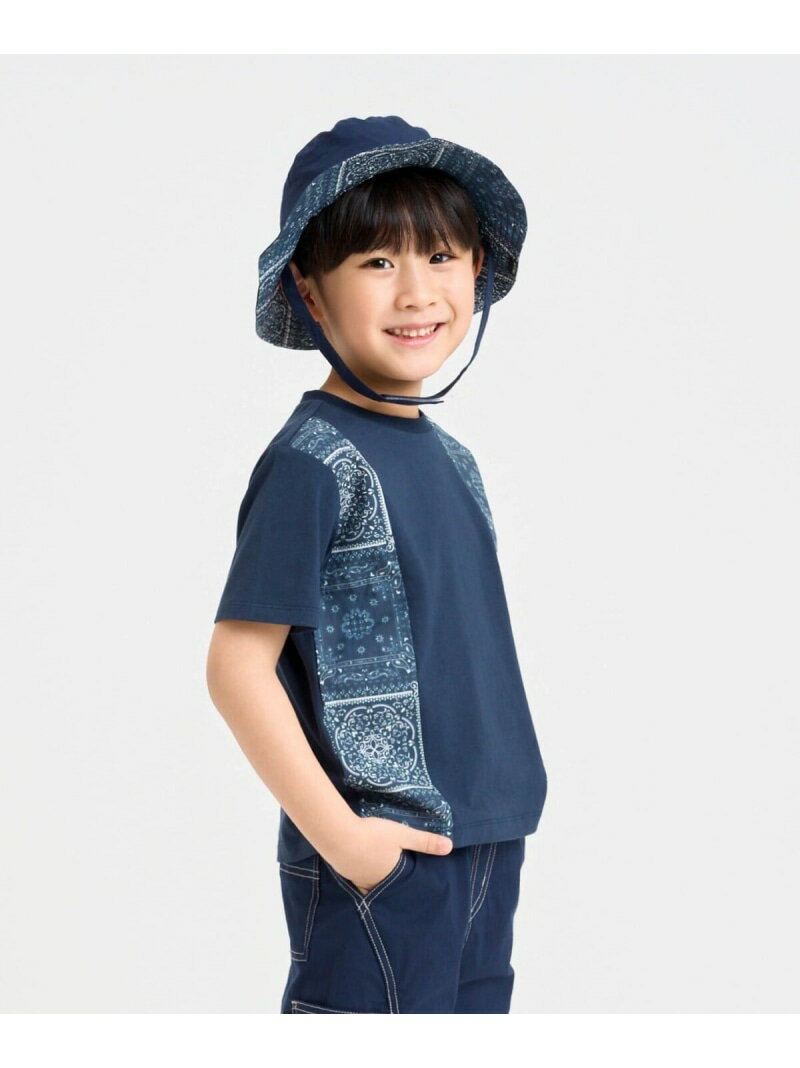 Rakuten - バンダナ柄プリント 切替半袖Tシャツ COMME CA ISM コムサイズム トップス カットソー・Tシャツ ネイビー ベージュ[Rakuten Fashion]
