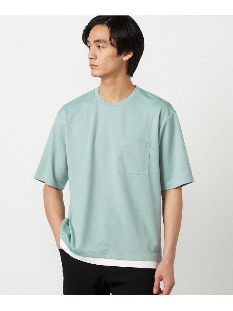 【SALE／30%OFF】【吸水速乾】フェイクレイヤードTシャツ COMME CA ISM コムサイズム トップス カットソー・Tシャツ グレー ホワイト グリーン【RBA_E】[Rakuten Fashion]