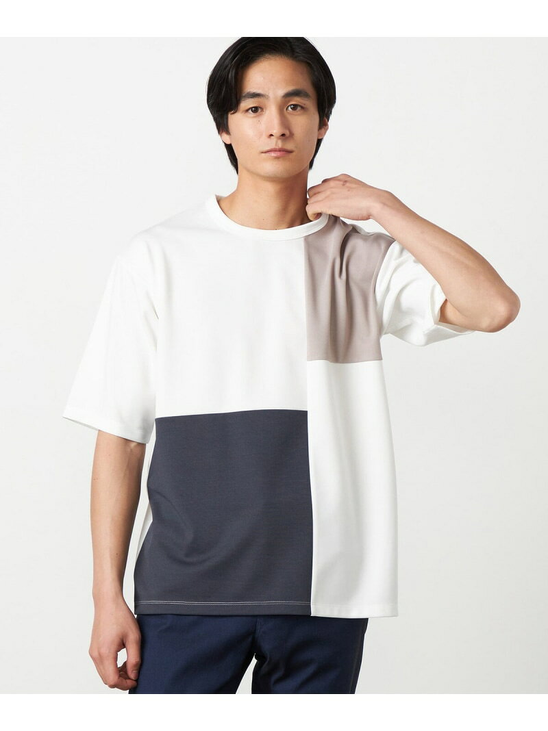 【SALE／10%OFF】【吸水速乾】フェイクレイヤード ブロッキングTシャツ COMME CA ISM コムサイズム トップス カットソー・Tシャツ ホワイト グリーン ブラック グレー【RBA_E】[Rakuten Fashion]