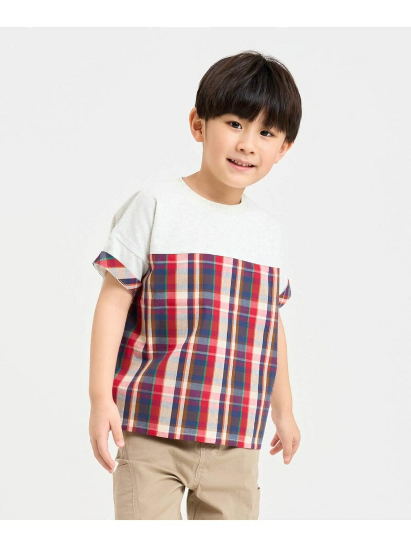 Rakuten - マドラスチェック 半袖Tシャツ COMME CA ISM コムサイズム トップス カットソー・Tシャツ レッド ネイビー[Rakuten Fashion]