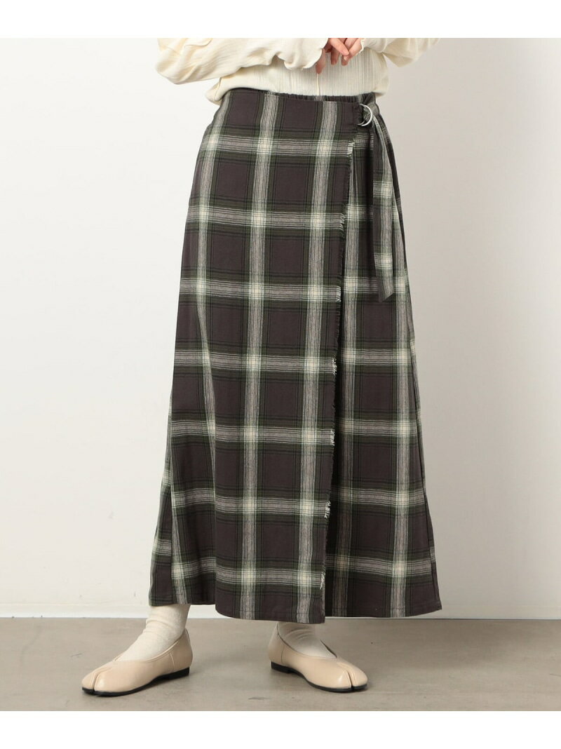 【SALE／55%OFF】起毛チェック 巻き風スカート ONIGIRI コムサイズム スカート ロング・マキシスカート グレー ベージュ【RBA_E】[Rakuten Fashion]
