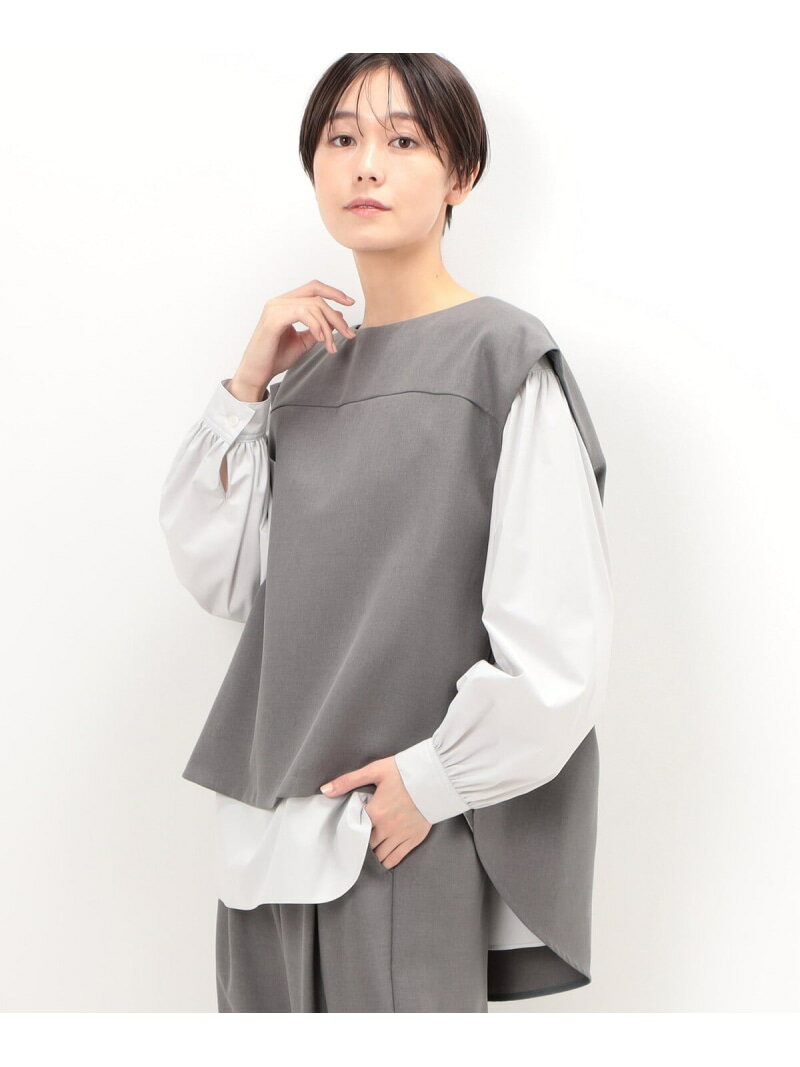 【SALE／20%OFF】【セットアップ対応】パウダーツイルストレッチ ブラウス付きベスト Gabardine K.T コムサ トップス シャツ・ブラウス ベージュ グレー ネイビー【RBA_E】【送料無料】[Rakuten Fashion]