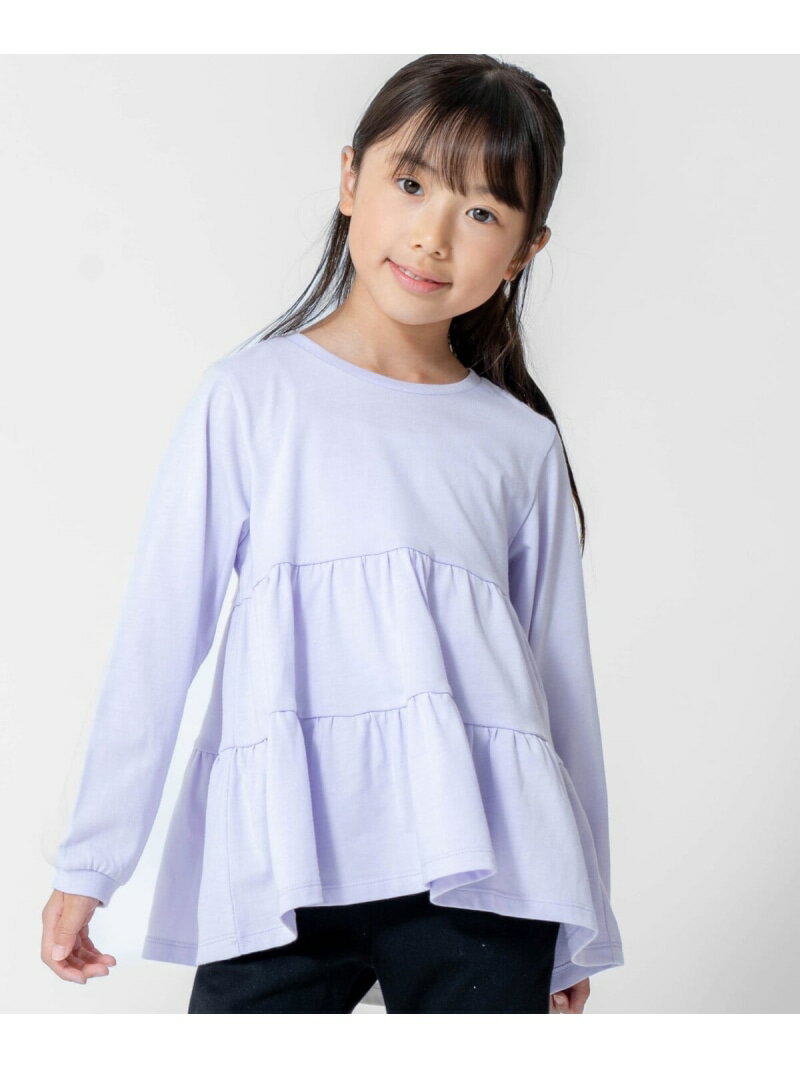 【SALE／55%OFF】ティアード長袖Tシャツ COMME CA ISM コムサイズム トップス カットソー・Tシャツ ホワイト パープル【RBA_E】[Rakuten Fashion]