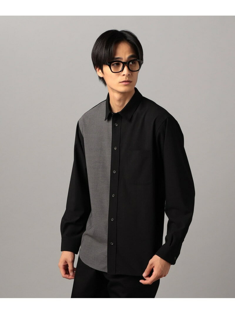 T/Rトロ カラーブロッキングシャツ COMME CA MEN コムサメン トップス シャツ・ブラウス ブラック グレー【送料無料】[Rakuten Fashion]