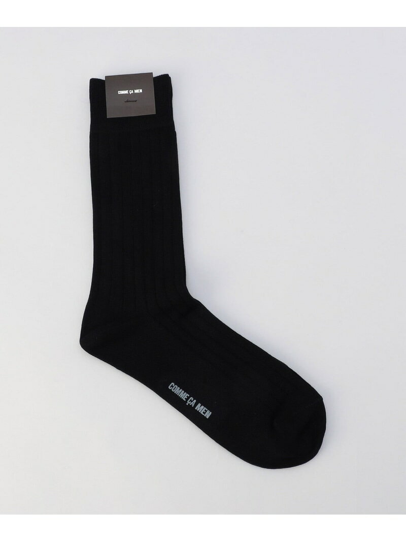 リブ クルーソックス COMME CA MEN コムサメン 靴下・レッグウェア 靴下 ブラック[Rakuten Fashion]