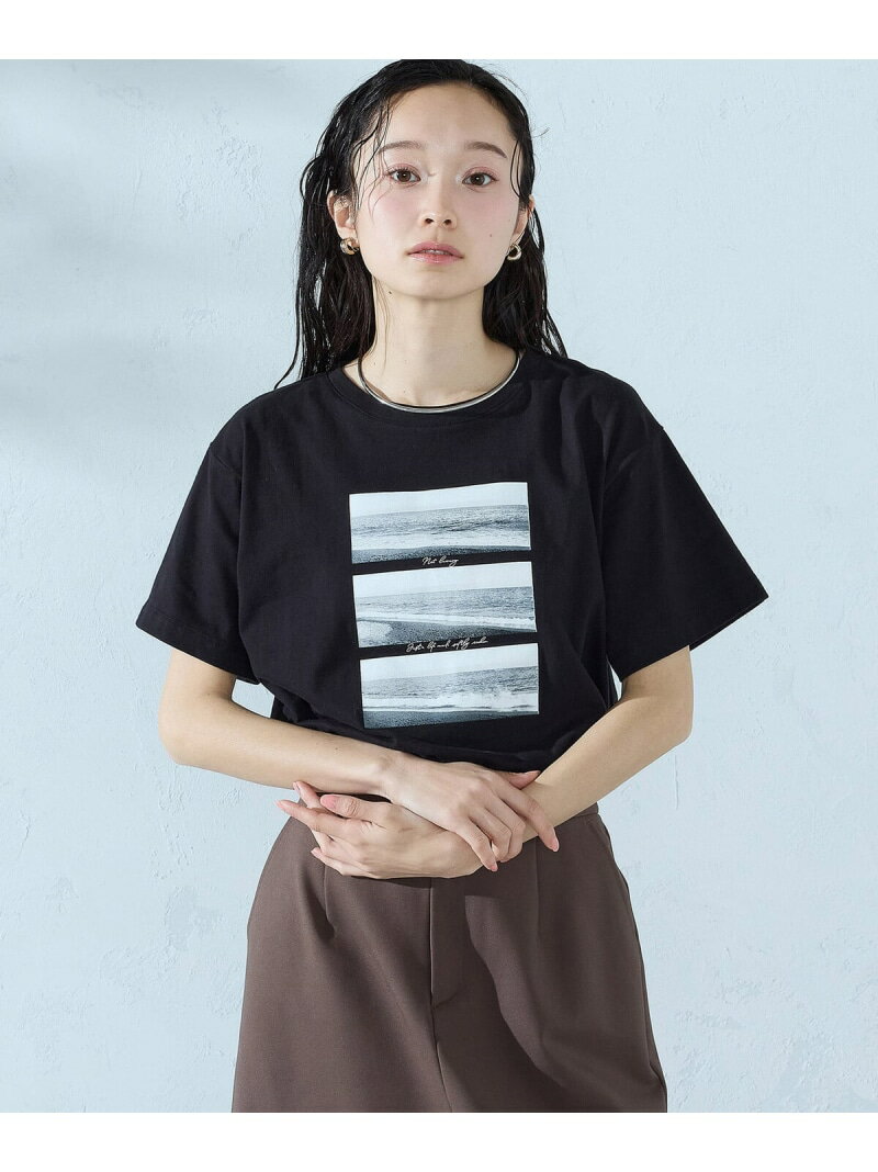 樂天商城 - フォトプリント Tシャツ COMME CA ISM コムサイズム トップス カットソー・Tシャツ ネイビー グレー ホワイト ブラック[Rakuten Fashion]