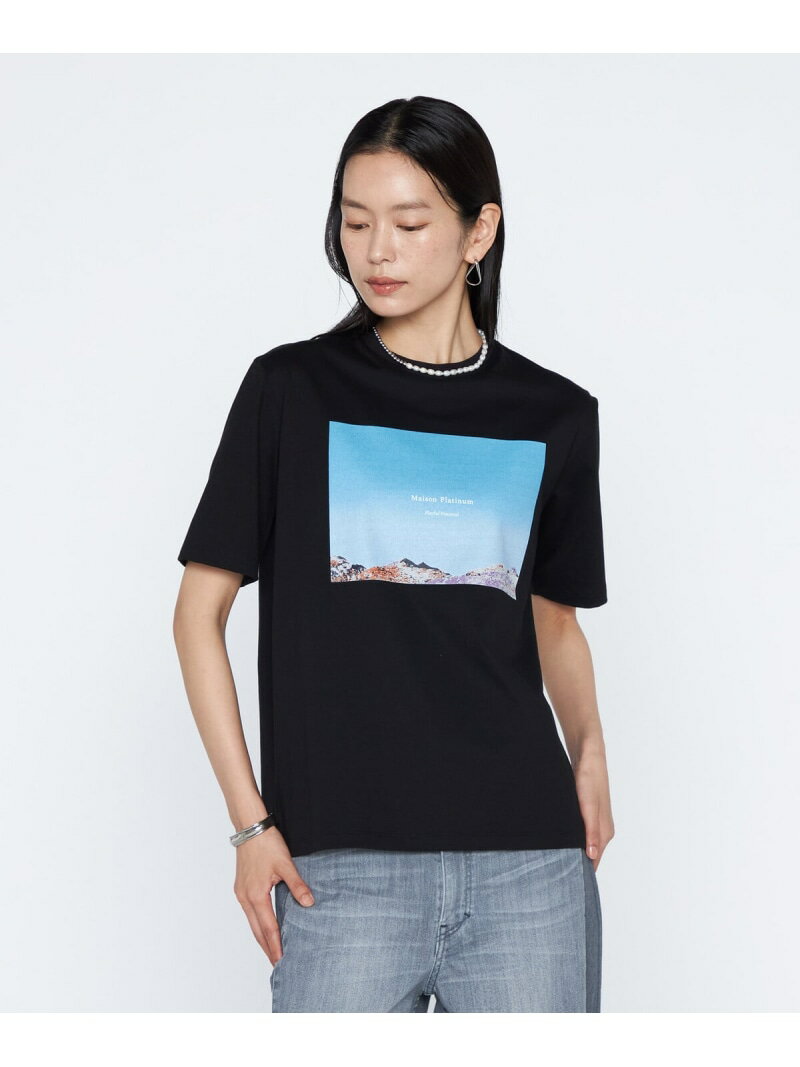 Rakuten - スビンプラチナム天竺 フォトプリントTシャツ Maison Platinum コムサ トップス カットソー・Tシャツ ブラック ホワイト【送料無料】[Rakuten Fashion]