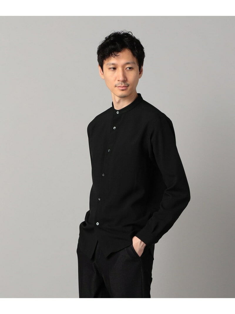 Rakuten - ウールライク ノンアイロン ドライトロ バンドカラーシャツ COMME CA MEN コムサメン トップス シャツ・ブラウス グレー ブラック【送料無料】[Rakuten Fashion]