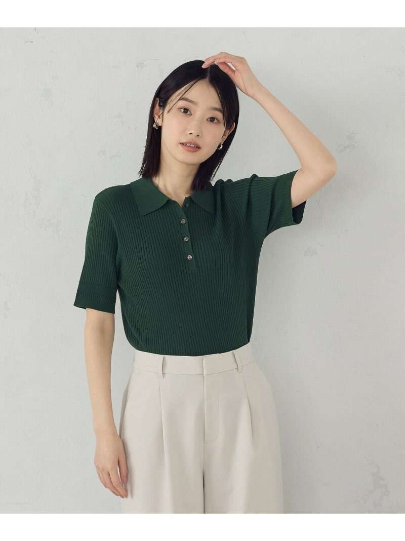 【ウォッシャブル】ポロニット COMME CA ISM コムサイズム トップス ニット ブラック ネイビー グリーン【送料無料】[Rakuten Fashion]のサムネイル