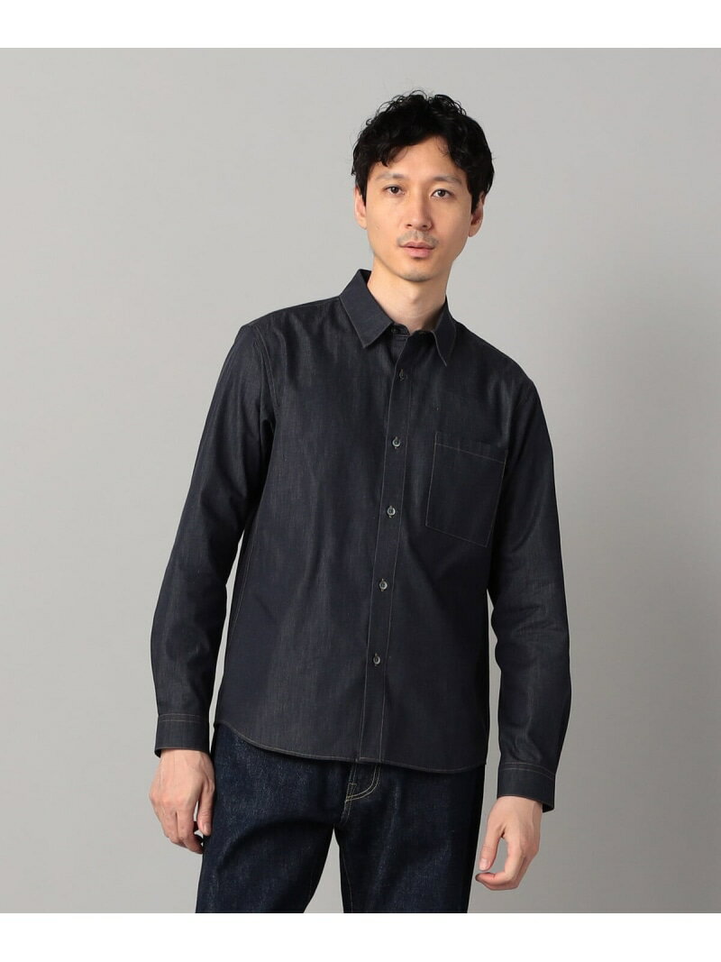 岡山産 反応染色コンパクトヤーン デニムシャツ COMME CA MEN コムサメン トップス シャツ・ブラウス ネイビー ブラック【送料無料】[Rakuten Fashion]