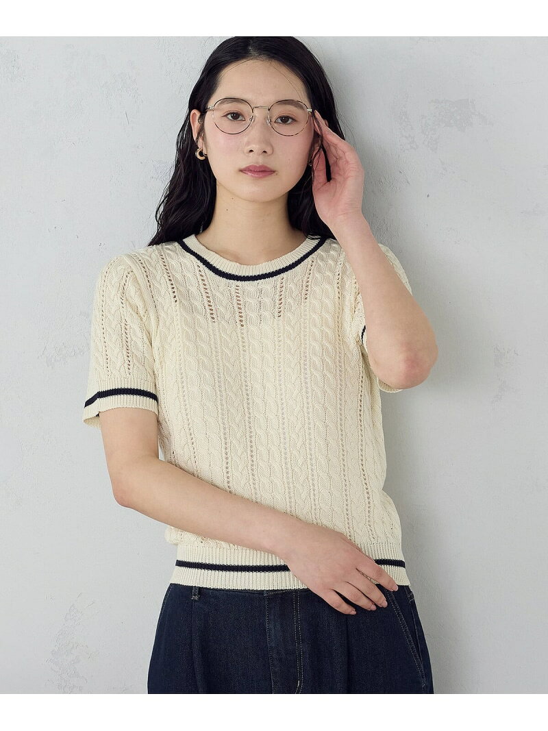 Crew Neck - 【ウォッシャブル】配色ライン クルーネックニット COMME CA ISM コムサイズム トップス ニット ネイビー ホワイト【送料無料】[Rakuten Fashion]